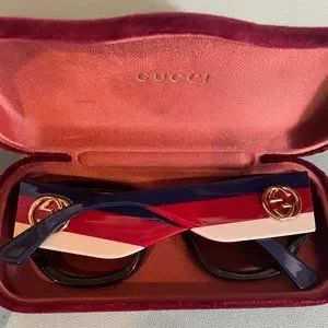 Gucci Accessories Gucci Red White Blue Striped Sunglasses